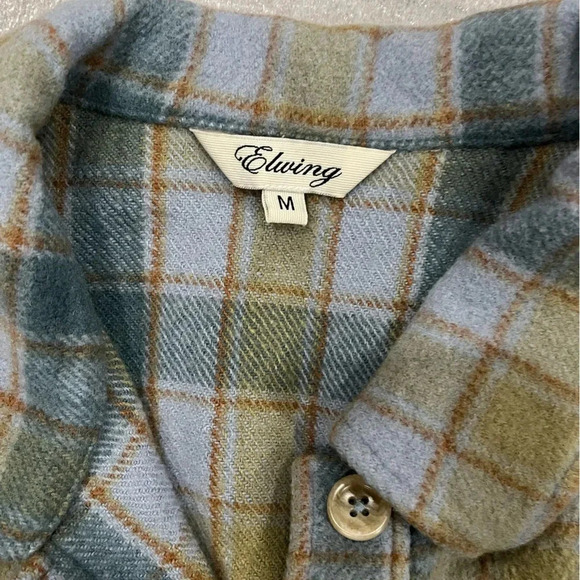 [M]ElWinG Heavy Green/ Blue Plaid Wool Blend OverShirt Shacket - Picture 7 of 8